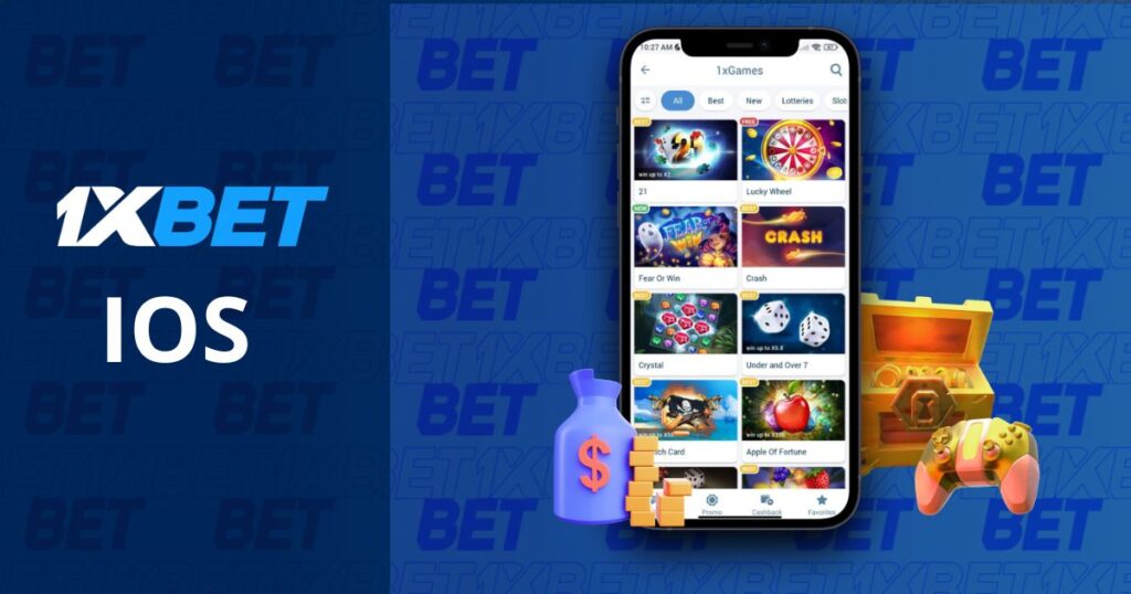 1xBet iOS casino app on an iPhone
